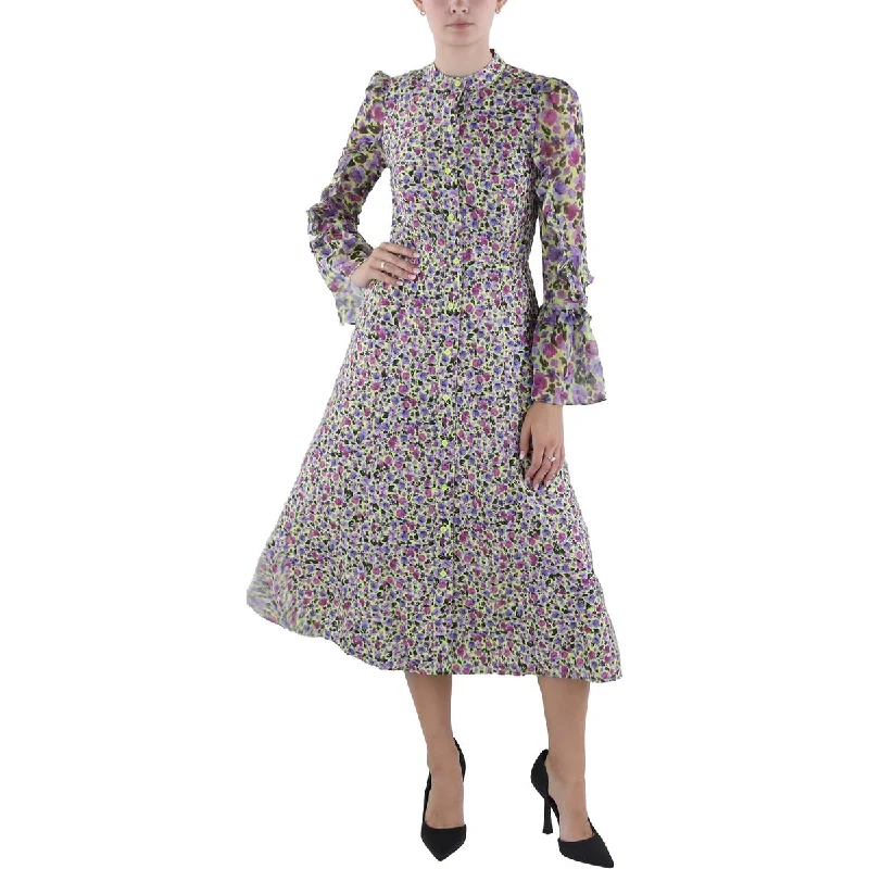 Women's Fashion Clothing French Connection Womens Floral Print Mid Calf Midi Dress