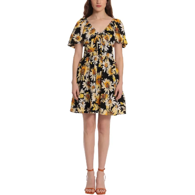 Women's Evening Outfit Donna Morgan Womens Floral Print Ruched Mini Dress