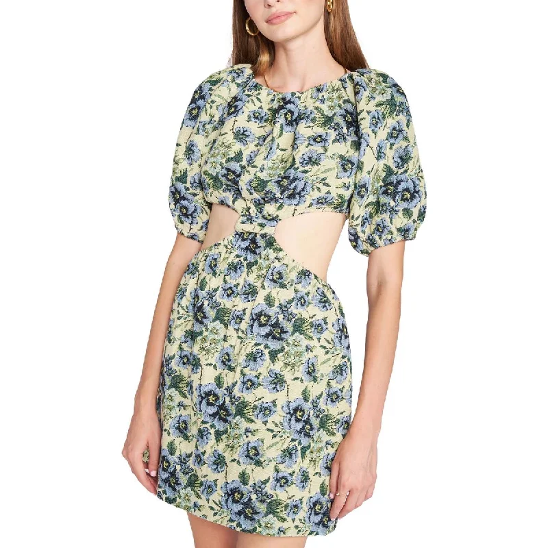 Trendy Women's Apparel for All Seasons En Saison Womens Passion Floral Open Back Mini Dress