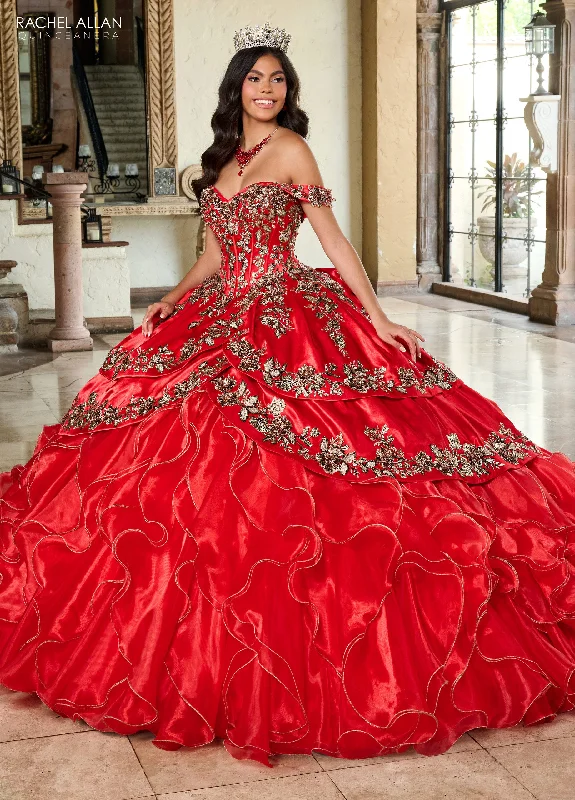 Trendy Outfits For Ladies Rachel Allan RQ5001 Long Quinceanera Ruffle Ball Gown