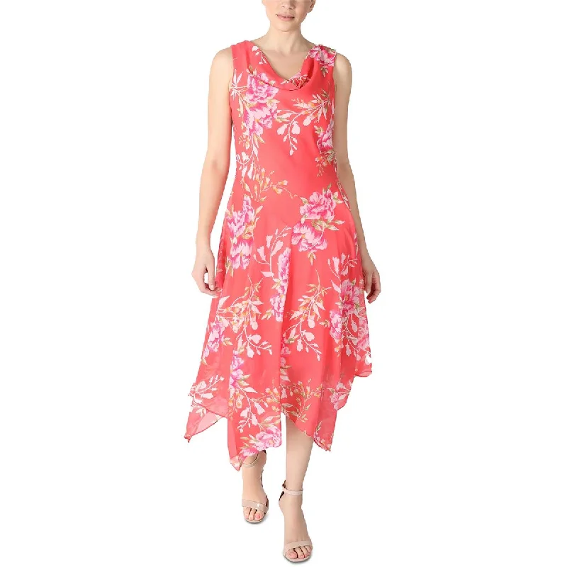 Exclusive Online Sale Signature By Robbie Bee Womens Petites Cowl Neck Floral Wear To Work Dress