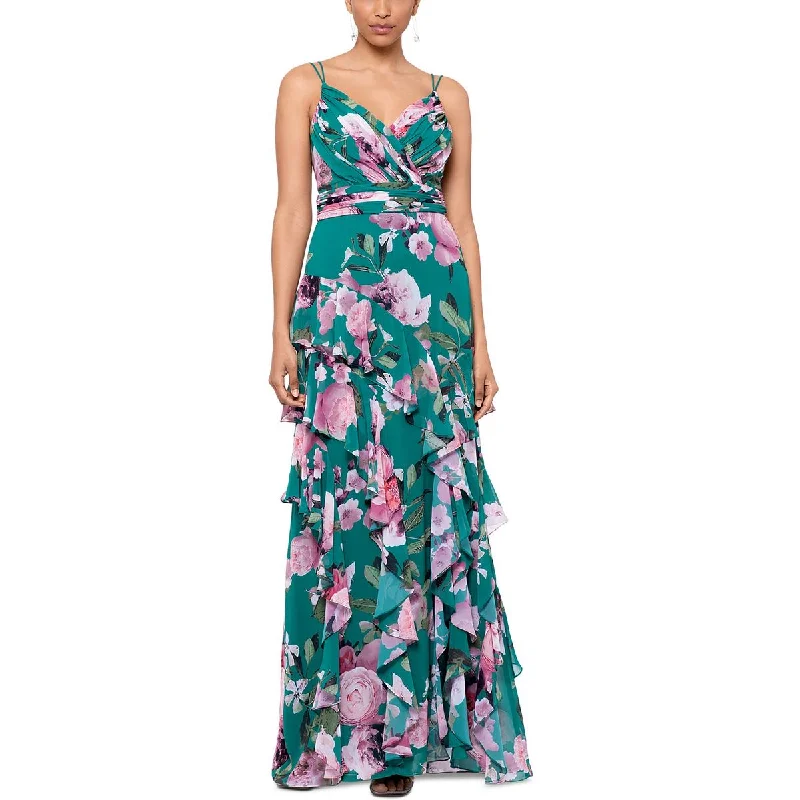 Women's Clothing for Every Season and Trend Xscape Womens Floral Tiered Evening Dress