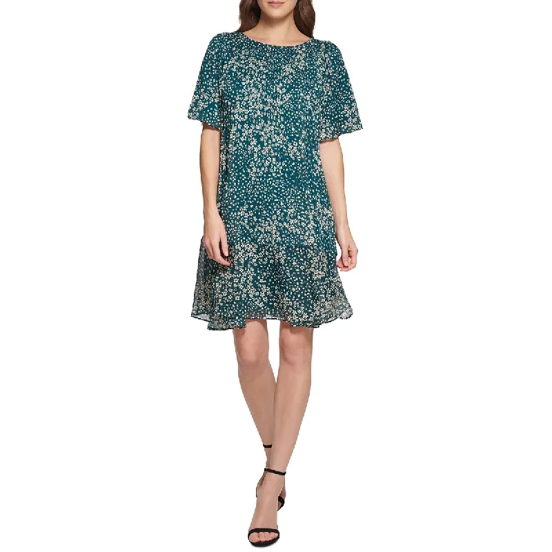 Outfits For Women DKNY Womens Abstract Floral Gathered Neckline Shirtdress