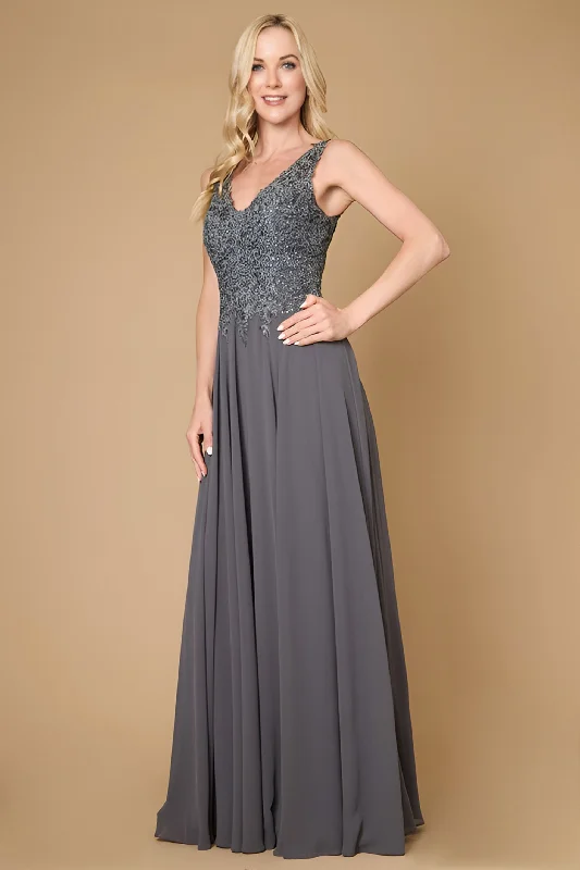 Elegant Women's Clothing Long Formal Dress Plus Size Evening Gown Charcoal