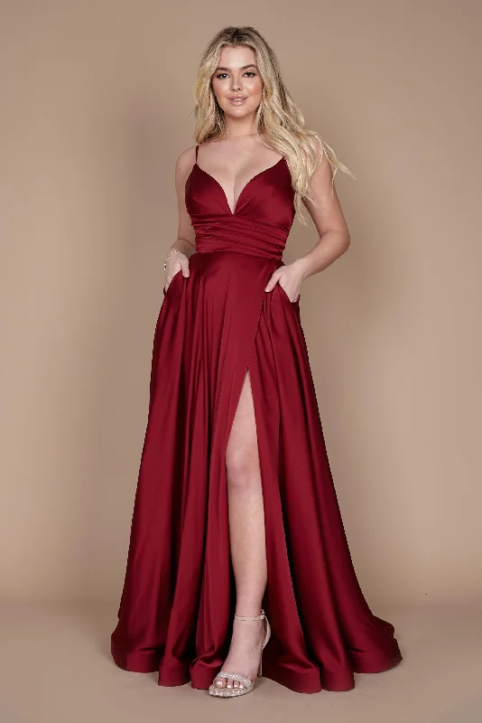 Women's Active Clothing Long Spaghetti Strap Prom Formal Gown Burgundy