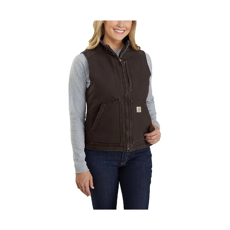 Women's Trendy Casual Clothes Carhartt Women's Sherpa Lined Vest Relaxed Fit - Dark Brown