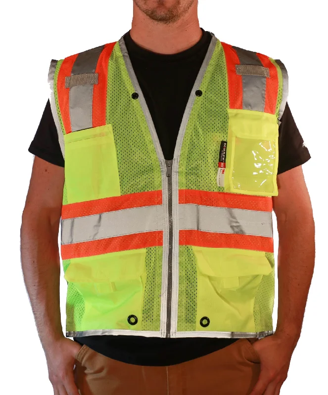 Women's High-End Clothing Majestic Class 2 Two Tone Vest_Hi-Vis Green