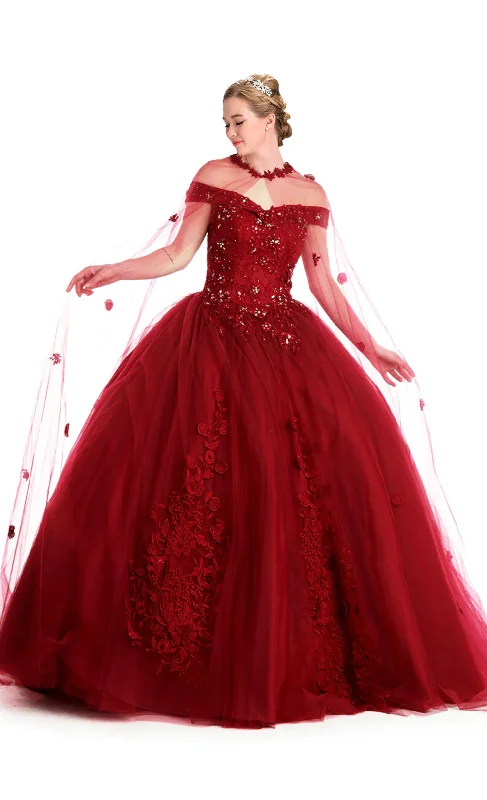 Women's Activewear Outfit Long Off Shoulder Quinceanera Ball Gown Burgundy