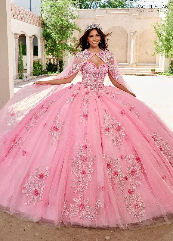 Women's Layered Outfit Rachel Allan QS1155 Long Applique Ball Gown Cape Only