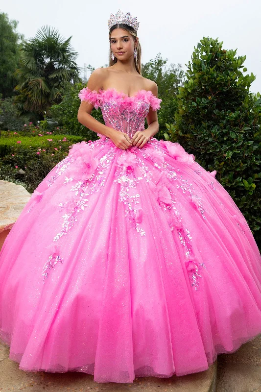 Women's Plus-Size Casual Outfit Glitter Long Ball Gown Corset Quinceanera Dress