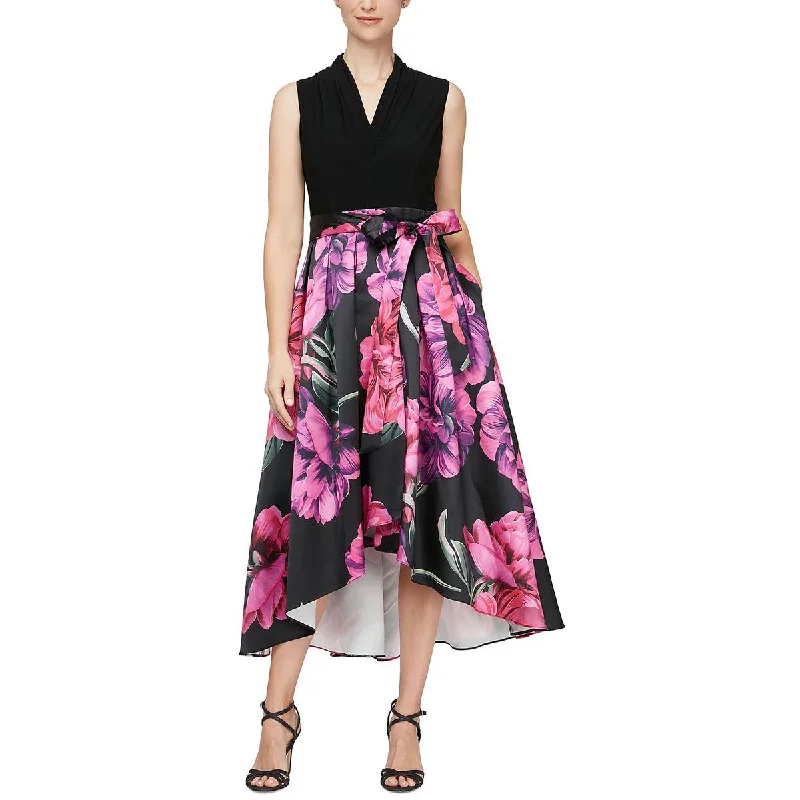 Women's Outdoor Attire SLNY Womens Floral Print Hi-Low Evening Dress