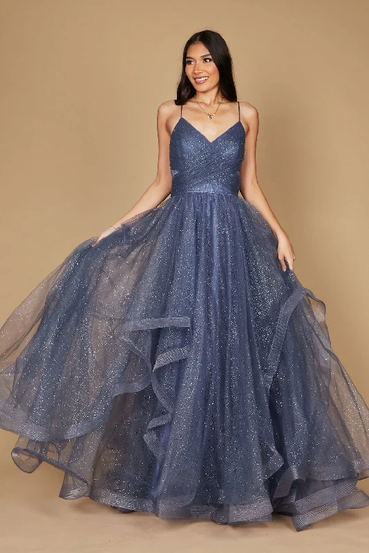 Clothing Sales Sparkling Long Formal Ball Gown Periwinkle