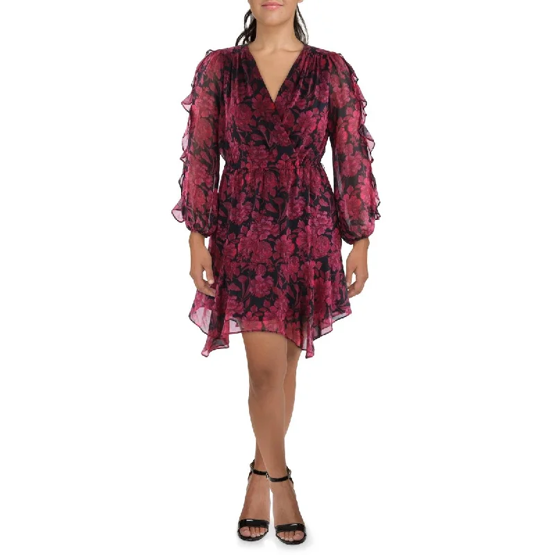 Women's Trendy Outfits Gabby Skye Womens Floral Bishop Sleeve Midi Dress