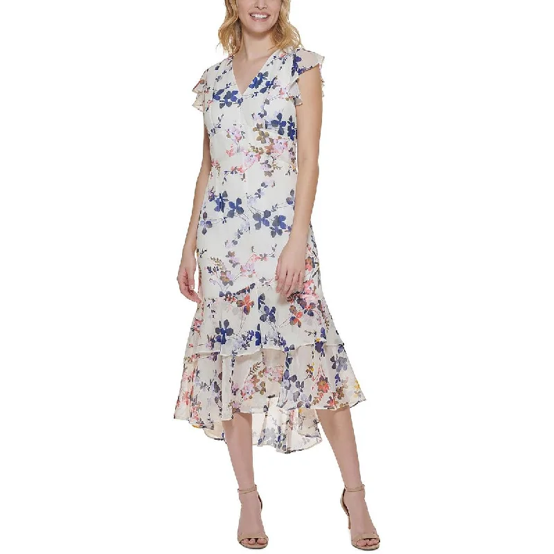 Women's Tailored Outfit Tommy Hilfiger Womens Floral Ruffled Midi Dress