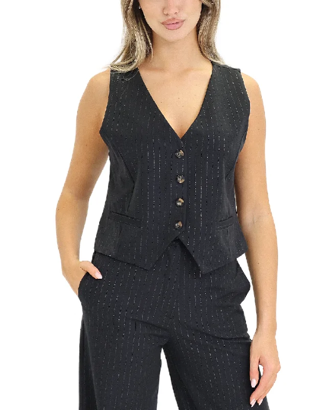 Women's Travel Apparel Silver Pinstripe Vest