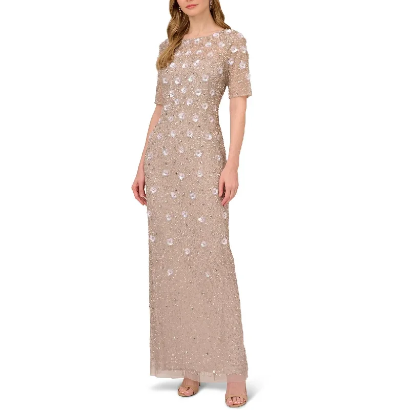 Seasonal Women's Fashion Trends Adrianna Papell Womens Floral Embellished Evening Dress