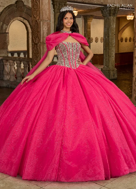 Trendy Athleisure Clothing For Women Rachel Allan RQ1130 Long Beaded Quinceanera Ball Gown