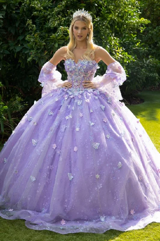 Women's Cozy Outfit For Lounging Long Ball Gown Glitter Apllique Quinceanera Dress