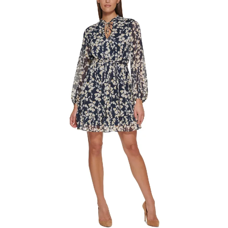 Stylish Loungewear for Women Tommy Hilfiger Womens Floral Tie Neck Shirtdress