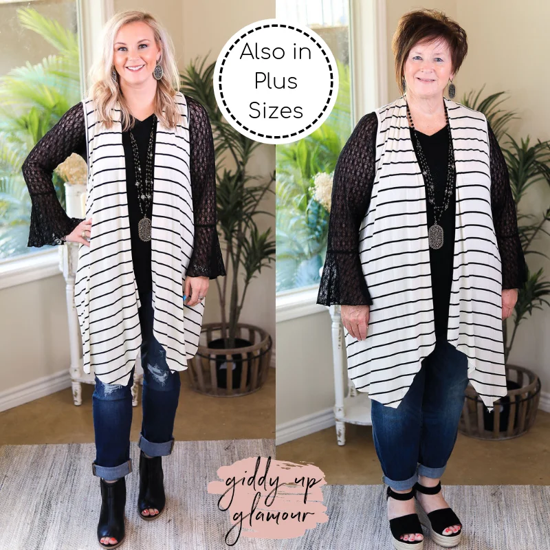 Women's Plus-Size Clothes In Line With Style Stripe Vest in Ivory