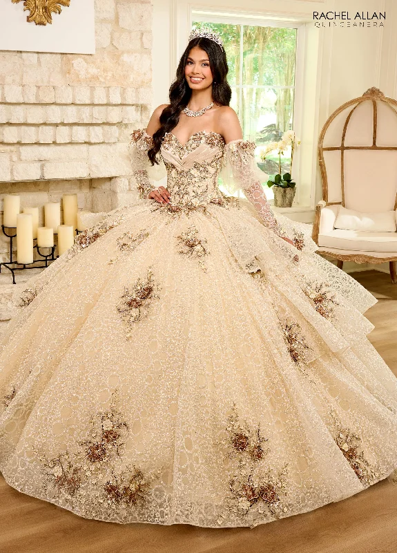 Clothes Woman Rachel Allan RQ2191 Quinceanera Detachable Sleeve Long Ball Gown