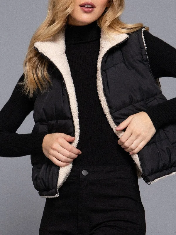 Women's Casual Wear Clothes Reversible Sherpa Vest