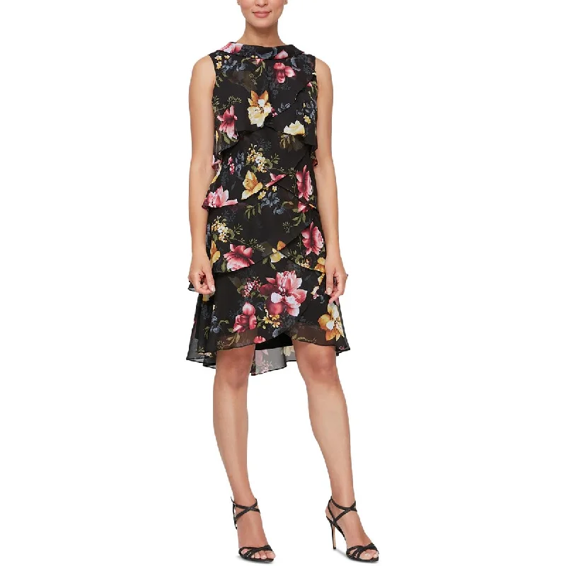 Online Boutiques Best SLNY Womens Floral Knee-Length Fit & Flare Dress