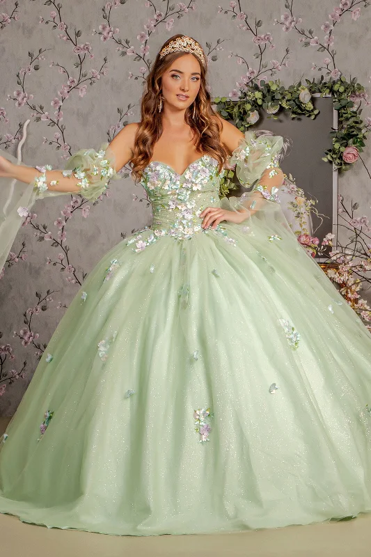 Modern Women's Fashion with Vintage Touches Long Quinceanera Dress 3D Flower Ball Gown