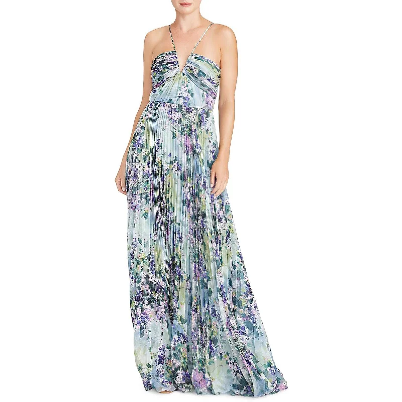 Plus-Size Women's Clothing ML Monique Lhuillier Womens Chiffon Floral Print Maxi Dress