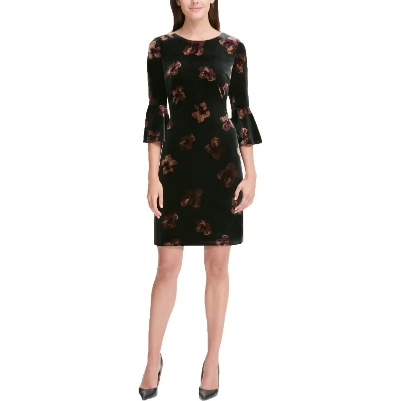 Flash Sales Today Tommy Hilfiger Womens Velvet Floral Print Party Dress