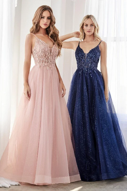 Affordable Women's Outfit Cinderella Divine CD0154 Long Formal Ball Gown Prom Dress Blush