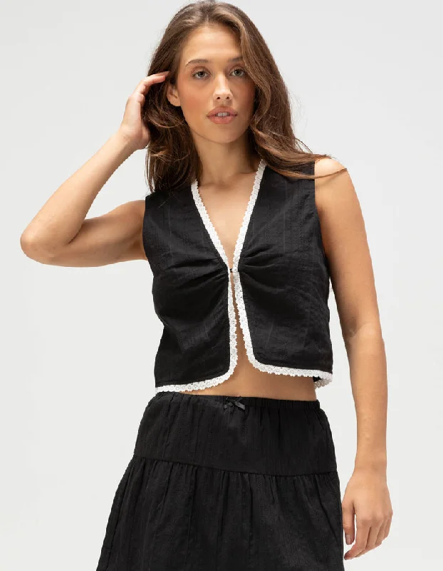 Women's Holiday Clothes Rhythm Pearl Vest - BLACK