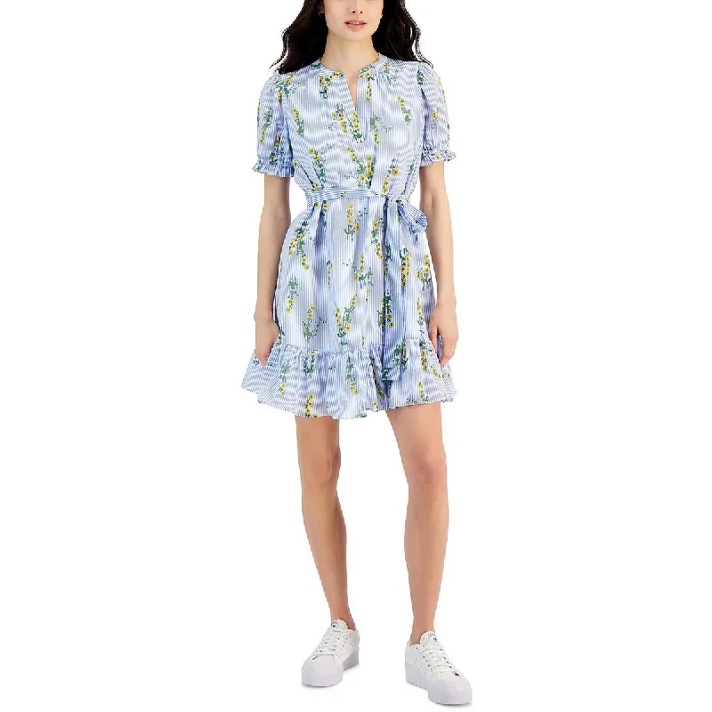 Women's Plus-Size Attire Nautica Jeans Co. Womens   Floral Print Mini Fit & Flare Dress