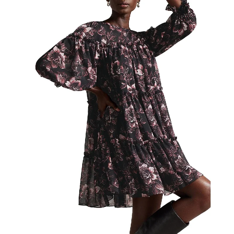 Women's Occasion Wear Clothing Ted Baker Womens Floral Print Chiffon Midi Dress