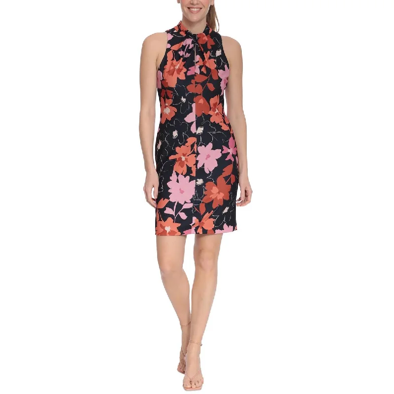 Women's Holiday Attire London Times Womens Petites Floral Halter Sheath Dress