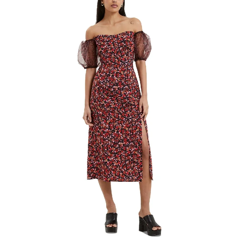 Effortless Chic for Women French Connection Womens Floral Print Mid Calf Midi Dress