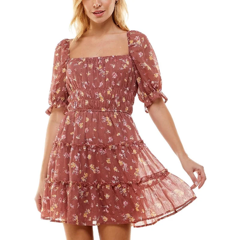 Flash Sale Online Trixxi Womens Juniors Floral Mini Fit & Flare Dress