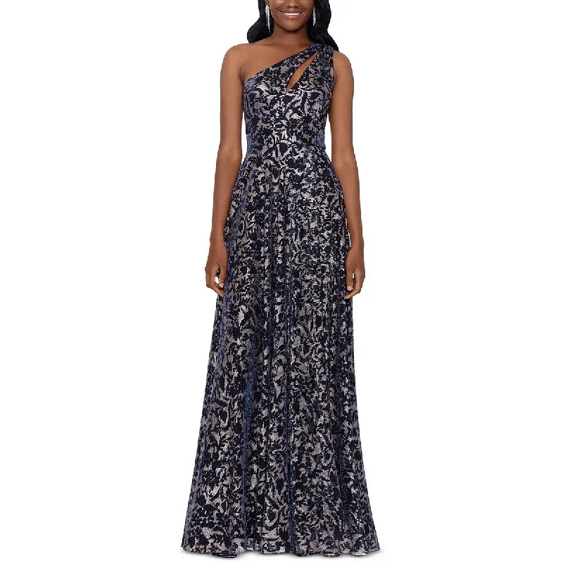 Women's Luxury Attire Betsy & Adam Womens Metallic Floral Evening Dress