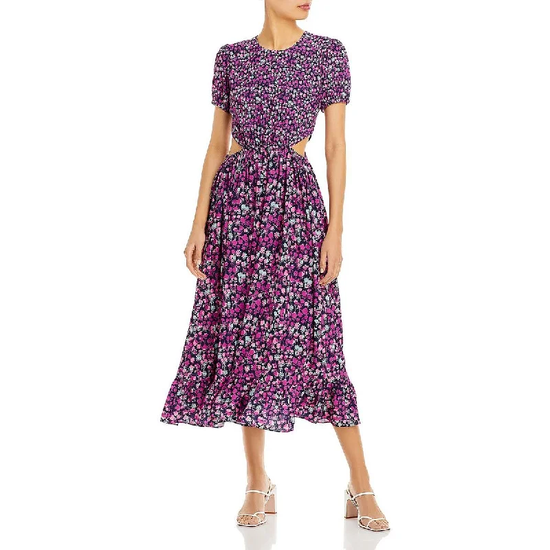 Women's Plus-Size Casual Outfit French Connection Womens Floral Cutout Midi Dress