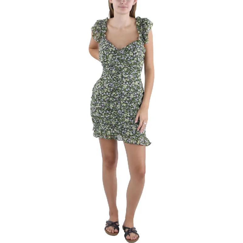 Women's Clothing Sale ASTR the Label Womens Floral Print Short Mini Dress