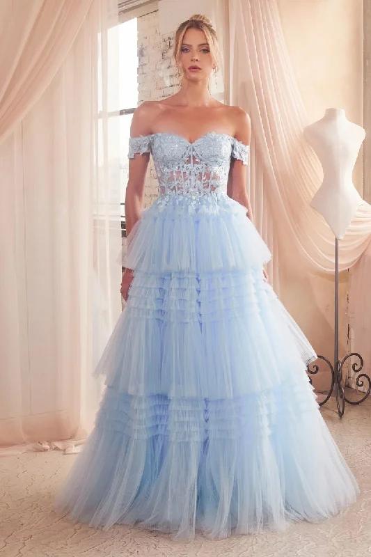 Online Boutique Stores Cinderella Divine 9315 Long Formal Prom Pleated Ball Gown