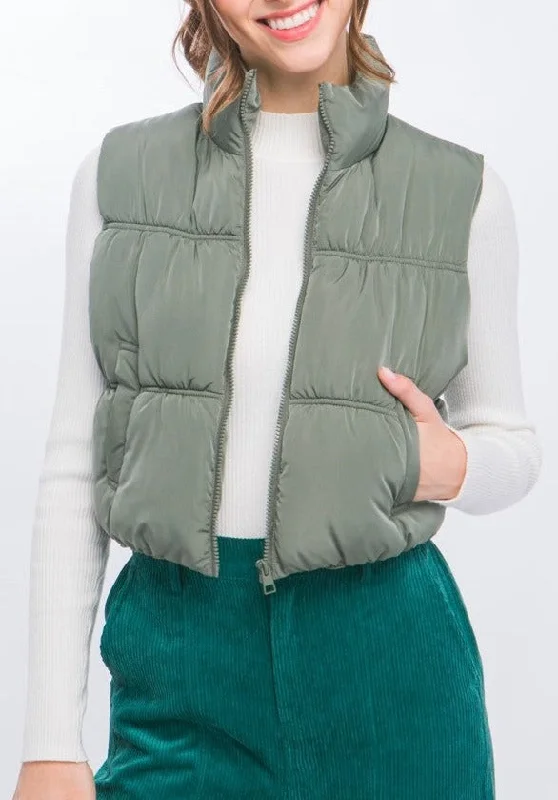 Women's Seasonal Clothes High Neck Puffer Vest