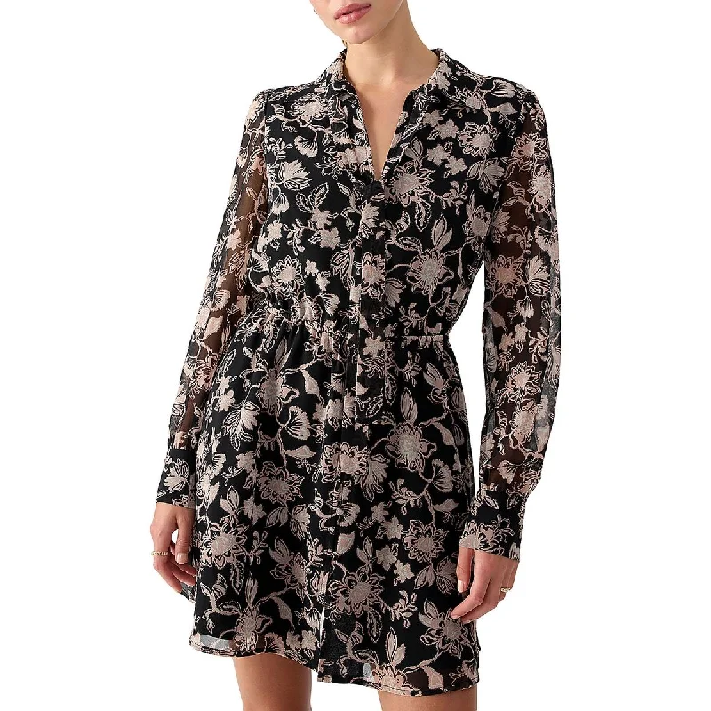 Sale For Women Sanctuary Womens Soft Romance Floral Neck-Tie Midi Dress