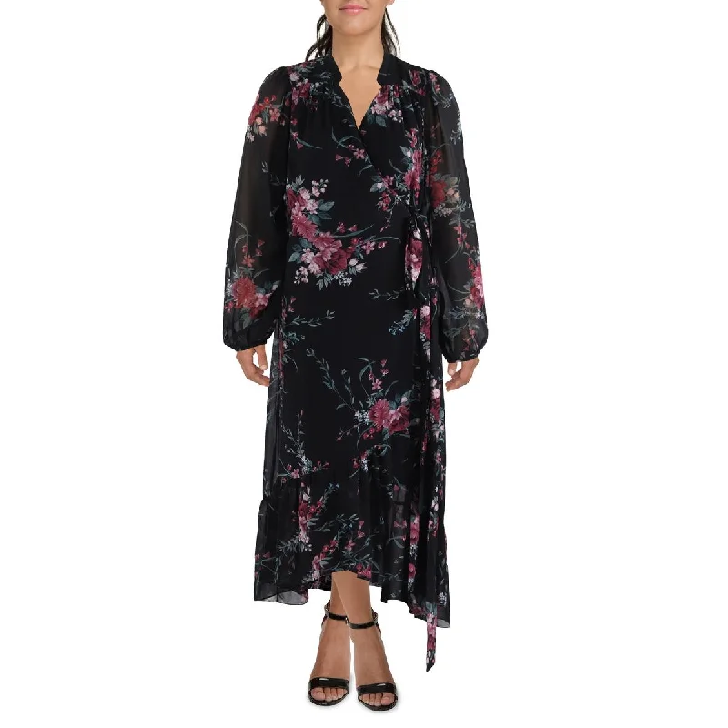 Clothes For Sale City Chic Womens Maxi Isla Floral Print Ruffled Wrap Dress