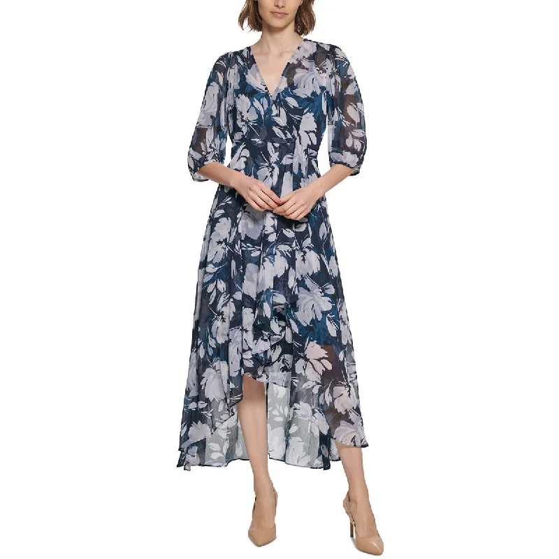 Versatile Women's Fashion Calvin Klein Womens Floral Hi-Low Midi Dress