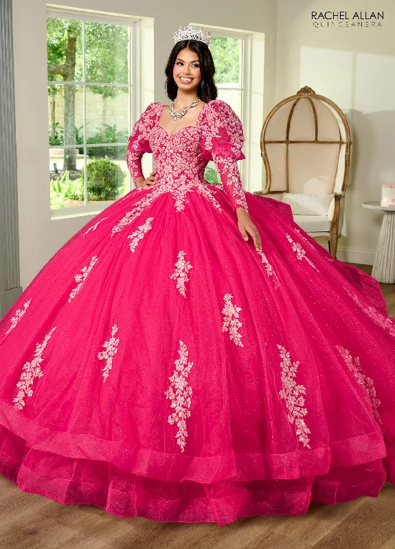 Stylish And Comfortable Clothing For Women Rachel Allan RQ1131 Detachable Long Sleeve Quinceanera Applique Ball Gown