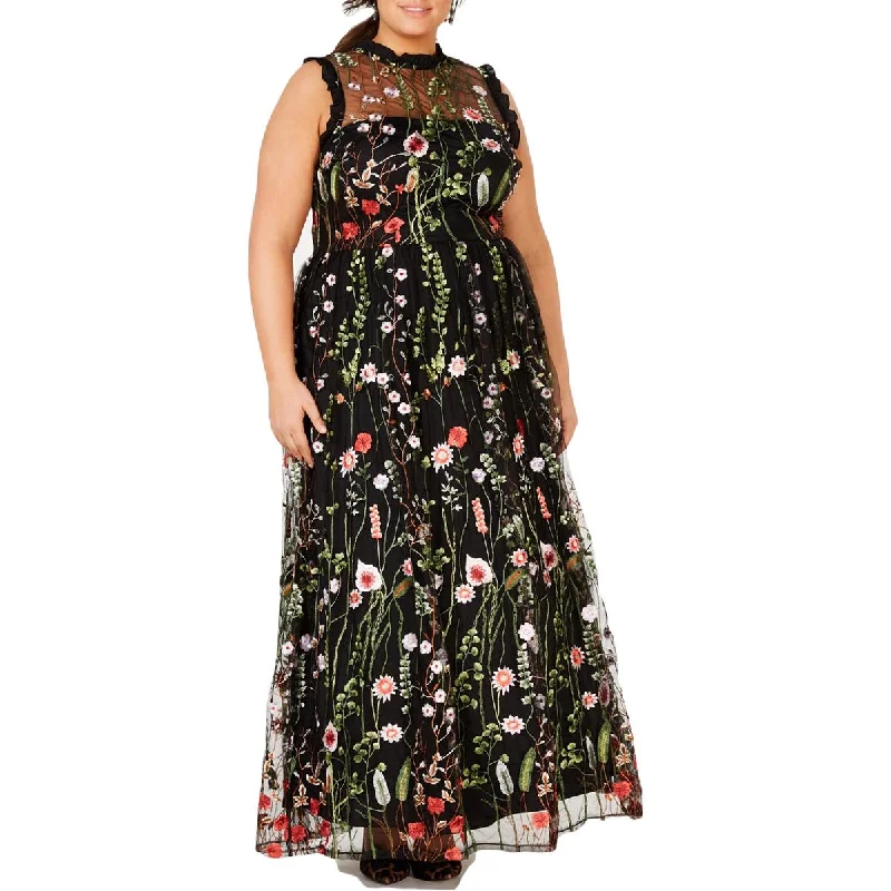 Affordable Fashion for Women City Studio Womens Plus Embroidered Floral Maxi Dress