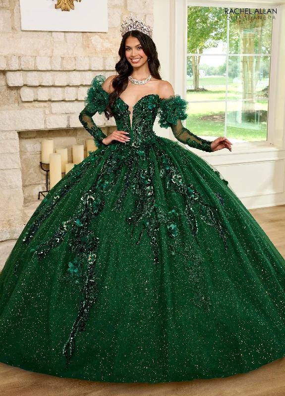 Online Boutiques Affordable Rachel Allan RQ2184 Long Quinceanera Detachable Sleeve Ball Gown