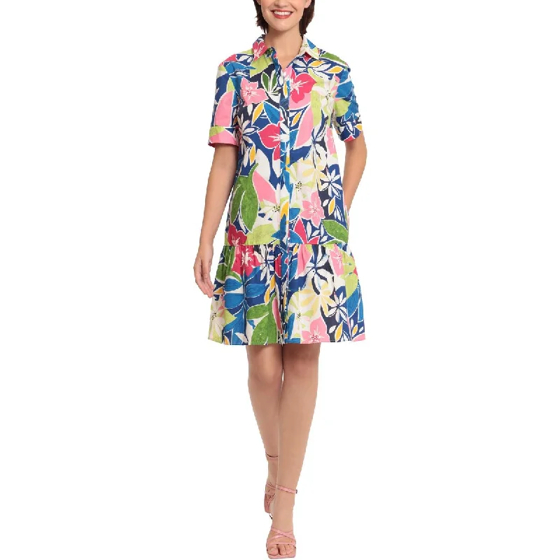 Chic Women's Outfit Donna Morgan Womens Cotton Floral Print Shirtdress