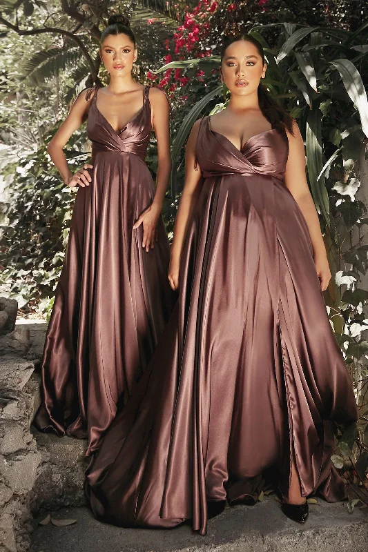 Women's Chic Outerwear Outfit Cinderella Divine BD105 Long Prom Formal Evening Gown Mahogany